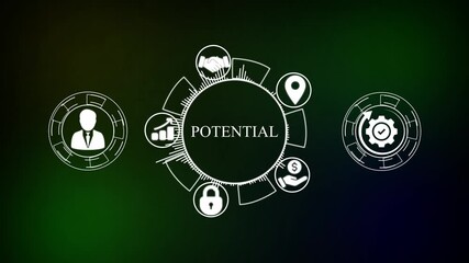 POTENTIAL Technology, Internet and network concept .network , business ,technology concept animation technology background.Animated POTENTIAL process illustration featuring video,