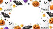 © Langit - Spooky Halloween Border Design with Ghosts, Bats, and Pumpkins