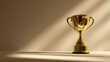 © Ashraf - Golden trophy on a white background with a spotlight.This golden award or gold first-place trophy represents the concept of success and victory in a competition