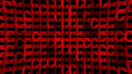 Wall Mural - red abstract 3d shape grid animation tech background