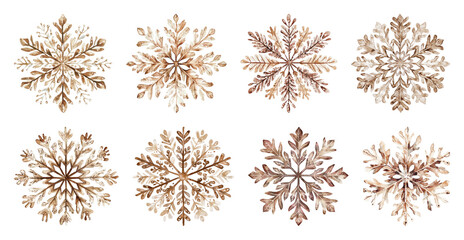 Wall Mural - png intricate copper snowflake designs, element set on transparent background