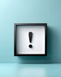 © 沈军 贡 - A black exclamation mark is placed inside a framed square on a light blue background, representing a warning or attention symbol.