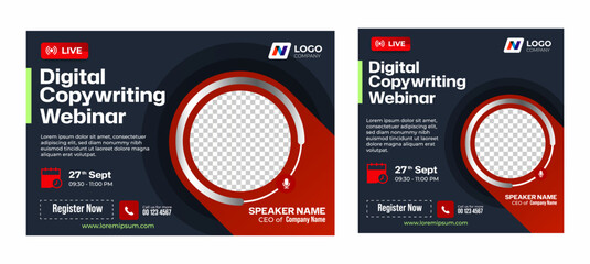 Wall Mural - live webinar web banner for marketing business or social media cover template design