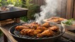 © artfuSign - Deliciously grilled chicken drumsticks with smoke rising on a summer day