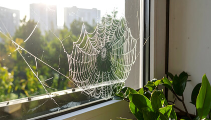 spider web in the morning dew