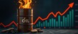 © Cherrisa - A burning oil barrel symbolizes rising market trends.