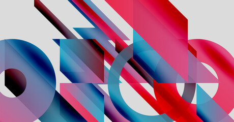 Wall Mural - abstract geometric composition. overlapping shapes create dynamic visual effect. colors blend, formi
