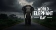 © Segi Empat Studio - Majestic Elephant Standing on Road During Stormy Sky for World Elephant Day Awareness