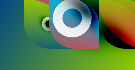 Wall Mural - abstract colorful shapes overlap creating dynamic visual composition. gradient hues blend smoothly, 