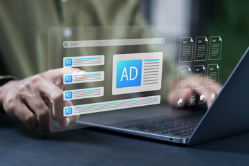 Wall Mural - advertising marketing concept. targeting native marketing, digital promotion through social media an