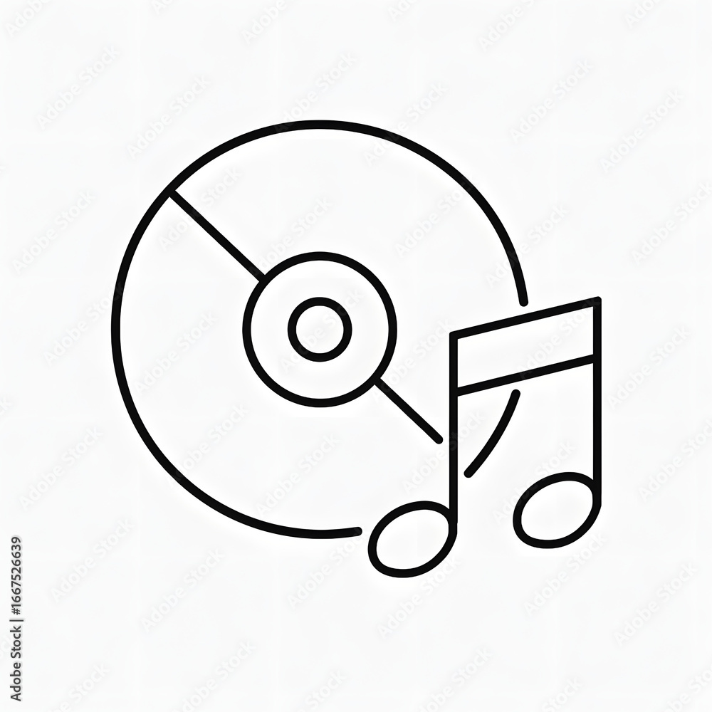 Music CD and Note Symbol: A simple, graphic illustration of a compact ...