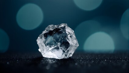 Single salt crystal macro with blue bokeh