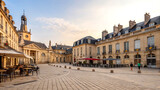 Charming view of place françois rude in dijon with historic plaza