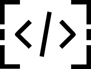 Abstract icon representing a code editor with opening and closing brackets