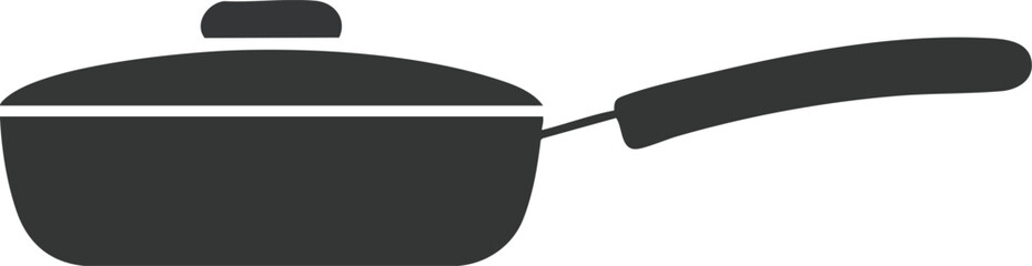 Simple Silhouette of a Cooking Pot with Lid pan kitchen utensil cookware