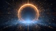 © Dmitry - Glowing energy ring with radiating light beams in dark space. Futuristic portal concept. Abstract cosmic background for science fiction or technology design