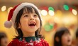 © Arts Magic - Kindergarten Christmas event featuring a child full of excitement and joy while singing a festive carol The cheerful performance creates a heartwarming holiday atmosphere filled, Generative AI