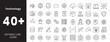 © BNW Graphics - Technology & Innovation icon set. Containing AI, coding, robotics, data, automation, VR, AR, blockchain, cloud, chip, and more. Editable line icons. Vector illustration
