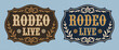 © Julio - Rodeo Live belt buckle Label Cowboy bull rider engravings details Cowgirl Rustic Decor style emblem vector design