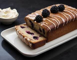 Wall Mural - loaf of blackberry bread with glaze on top