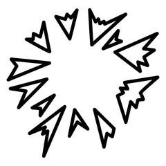 Wall Mural - Circular spiky starburst with line art doodle style.