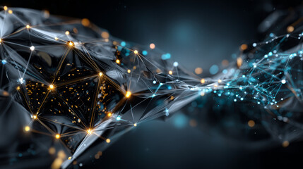 Vector connections of lines and dots. Technology banner template. Graphic abstract background communication. Minimal array with compounds lines and dots. Digital data visualization.