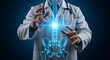 © Nasim - Doctor examining glowing spine hologram medical healthcare