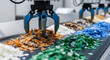 © Micro Visuals - Advanced recycling technology with robot sorting mixed plastics on conveyor