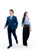 © STOCK88PHOTOGRAPHER - Two professional looking person in business attire walking together against a plain background