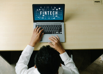 Wall Mural - Fintech financial technology software for modish business to analyze marketing strategy