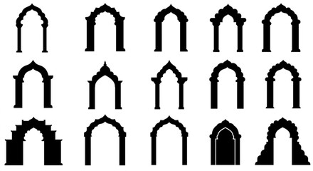 Intricate architectural arches showcase Indian and Middle Eastern inspired doorways with a classic aesthetic