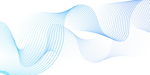Wall Mural - blue wave curve lines banner background design. Digital frequency track equalizer. Stylized line art background. modern soft luxury texture with smooth and clean vector subtle background illustration