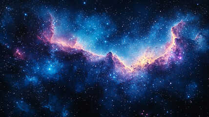 Wall Mural - A beautiful nebula with pink and blue colors. Deep space with stars and gas clouds.