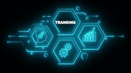 Abstract neon Hud knowledge ability business gear icon Glowing neon line concept. Glowing 