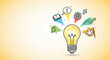 © Hanan - Creative idea lightbulb concept with education innovation and business growth inspiration vector design