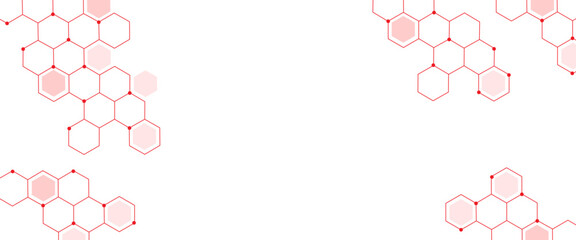 Wall Mural - Vector hexagons pattern. Abstract geometric red texture background.