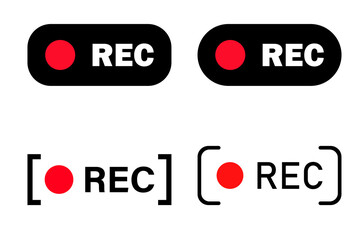 Set of Video recording button icon, video or photo recorder button icon