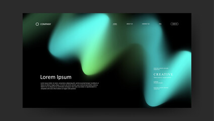 Abstract wave futuristic design of landing page. retro fluid gradient website design	