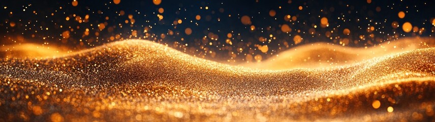 Wall Mural - Abstract Background with Golden Glitter and Bokeh Lights