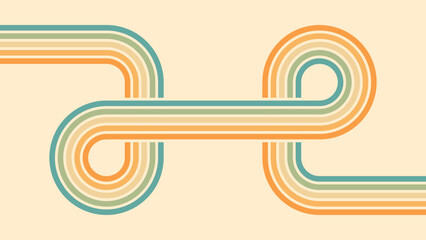 Wall Mural - abstract background of rainbow groovy wavy line design in 1970s hippie retro style. vector pattern r