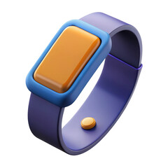 3d smartwatch with orange display isolated on transparent background