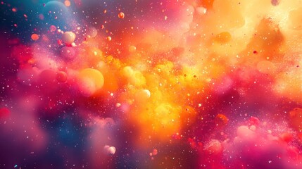 Wall Mural - Abstract cosmic background with glowing orbs and scattered particles
