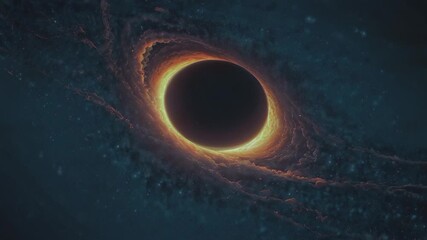 Wall Mural - A black hole surrounded by a glowing accretion ring is seen amidst a dark cosmic expanse. The powerful gravity creates a striking visual distortion.