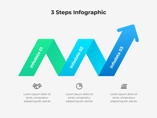 Wall Mural - three steps business infographic representing data flow and progress