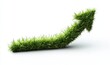 © Shikha Arts - vibrant green up arrow made of lush grass, symbolizing sustainable growth, eco-friendly progress, and the positive development of environmental practices, representing commitment, Generative AI