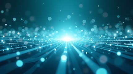 Abstract blue light background with bokeh effect for technology and science use