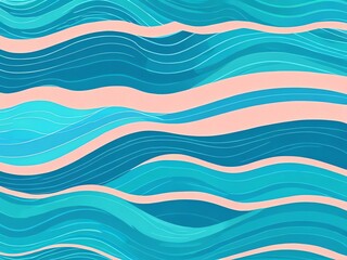Wall Mural - abstract ocean waves pattern: serene teal and pink hues