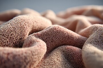 Wall Mural - Close-up of soft, wavy fabric texture with a granular, intricate surface pattern.