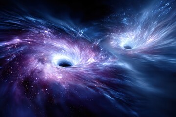 Wall Mural - Stunning representation of massive black holes in deep space with swirling galaxies