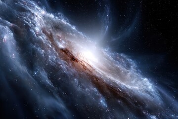 Wall Mural - Expanding galaxy showcases vibrant cosmic clouds and luminous core in deep space